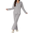 thumbnail image 5 of MINTREUS Women's Pajama Sets Knit Long Sleeve Button Down Pjs Soft Sleepwear Lounge Sets with Pockets, 5 of 9
