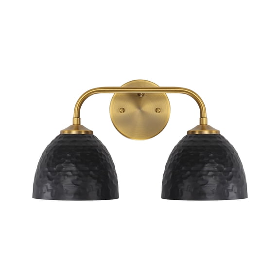 Golden Lighting Shepard 2-light Vanity in Modern Brass and Matte Black shade