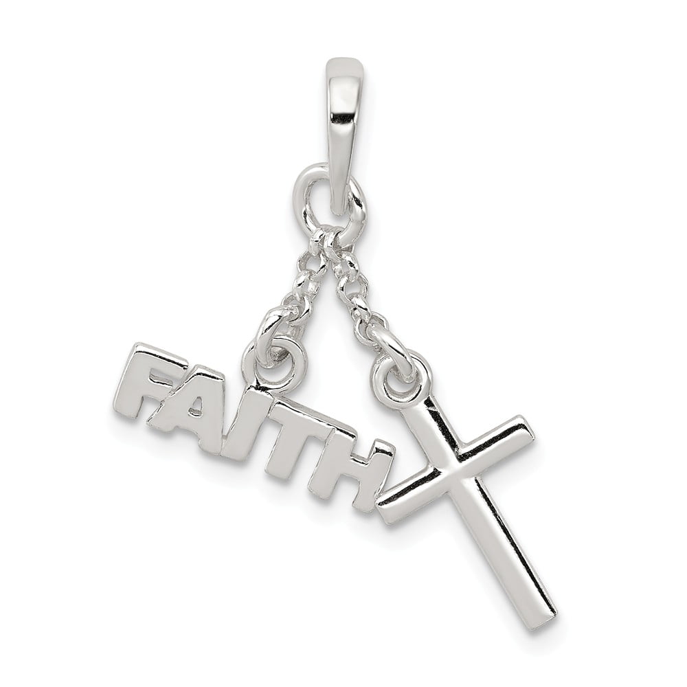 FB Jewels Solid 925 Sterling Silver Polished Faith Pendant