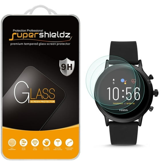 [3-Pack] Supershieldz for Fossil Gen 5 Smartwatch Carlyle HR Tempered Glass Screen Protector, Anti-Scratch, Anti-Fingerprint, Bubble Free