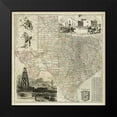 thumbnail image 2 of Vision Studio 15x15 Black Modern Framed Museum Art Print Titled - Map of Texas, 2 of 5