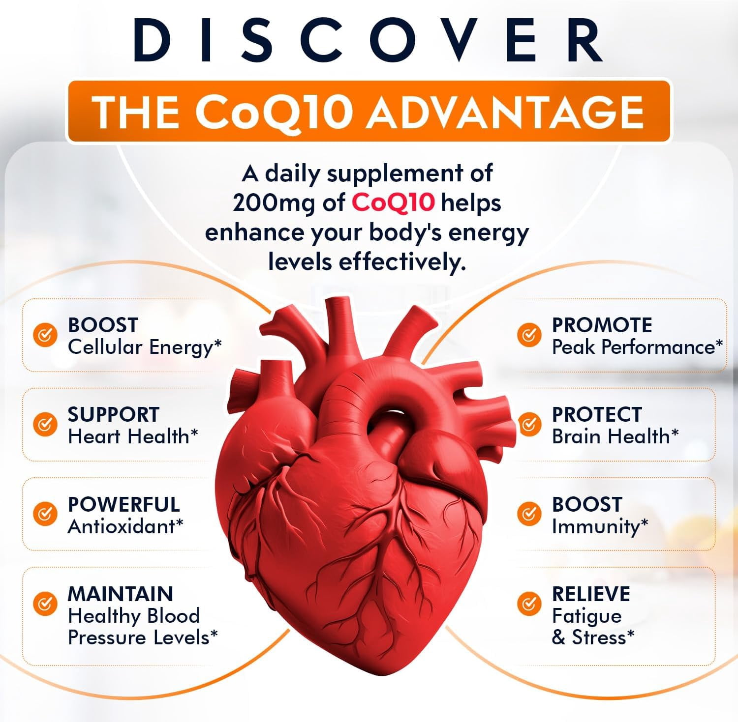 Benevolent Nourishment CoQ10 200mg Softgels, High Absorption Coenzyme Q10 Supplement, 100 Count