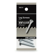 Hillman Lag Screws, 5/16" x 1.5", Zinc Plated, Steel, Pack of 3