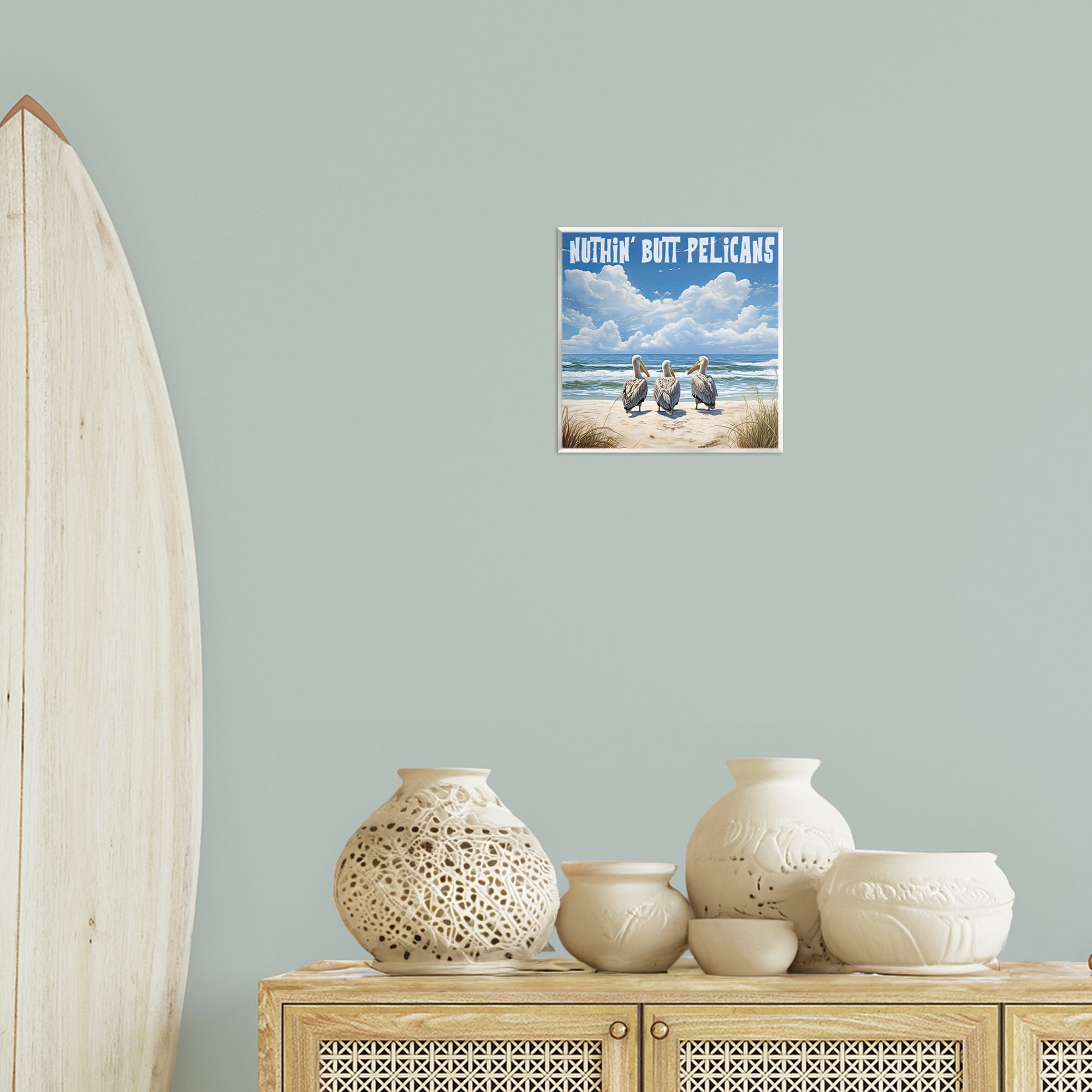 Stupell Industries Nuthin' Butt Pelicans Coastal Painting Unframed Art Print Wall Art, 12 x 12