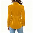 thumbnail image 2 of Party Tops for Women Sequins Velvet Patchwork Button Down Collar Dressy Blouses Long Sleeve Elegant Shirts (XL, Yellow), 2 of 6