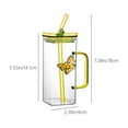 thumbnail image 3 of Gallickan Glass Tumbler, 16oz Square Cup Double Wall Insulated Handle 2 Straws Lid Hot Cold Beverage Set, Yellow, 3 of 8