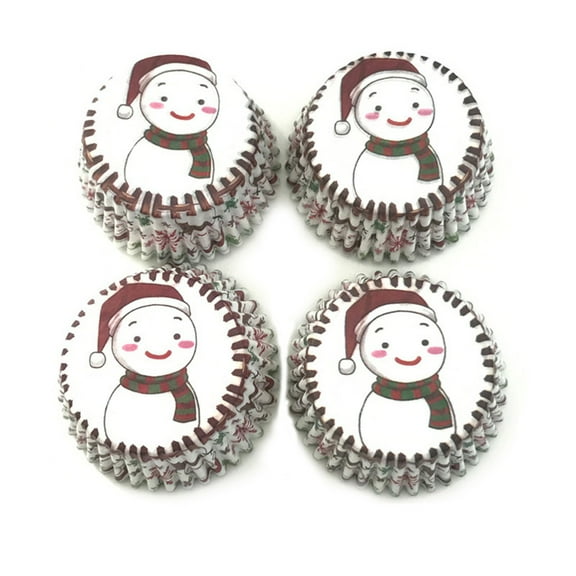 Xecvkr 100 PCS Christmas Themed Oil Proof Paper Baking Cups Muffin Liners Cupcake Wrappers for Oven Baking Party Holiday Decorations 11cm Diameter