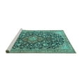 thumbnail image 2 of Ahgly Company Machine Washable Indoor Round Medallion Turquoise Blue Traditional Area Rugs, 5' Round, 2 of 4