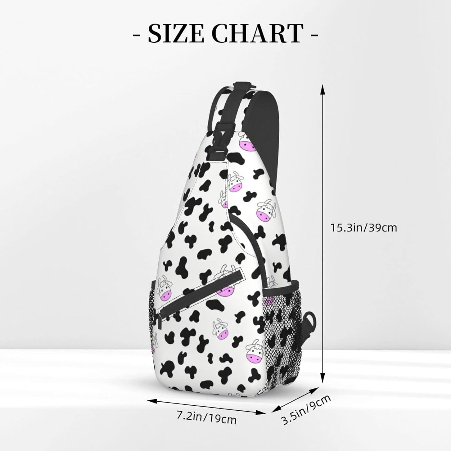 Cartoon Cow Pattern Sling Bag Crossbody Hiking Travel Chest Bags Backpack Shoulder Daypack for Women Men