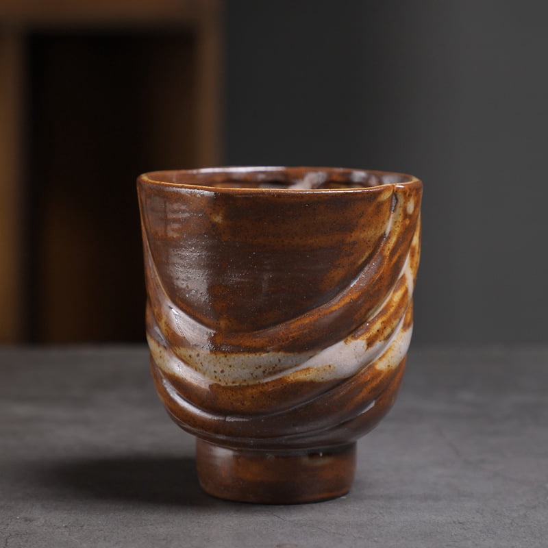 TL New Retro Coarse Pottery Coffee Cup Kiln Change Handleless Mug Espresso Cup