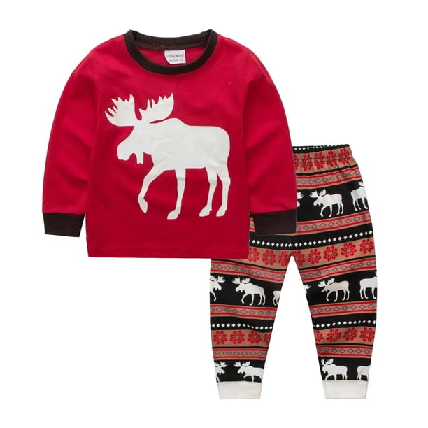 Pijamas de Navidad para bebés y niñas, conjunto de pijamas de Navidad de Papá Noel, ropa de dormir de algodón para niños pequeños, ropa de dormir de Año Nuevo para niños, conjunto informal