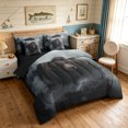 thumbnail image 2 of Manfei Modern Farmhouse Bear Twin Bedding, Jungle Mountain Landscape Bedding Comforter Set, Black Gray, Black Reversible, 7-Piece, 2 of 5