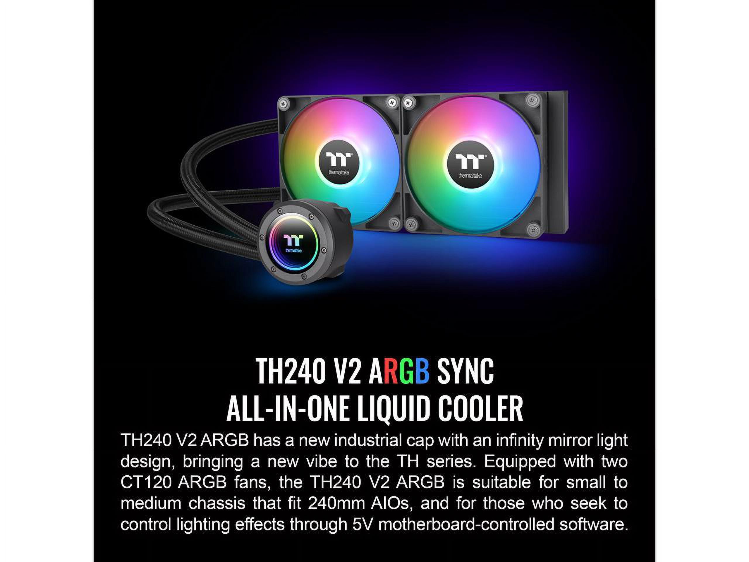 Thermaltake TH240 V2 ARGB Sync Processor Cooling Fan/Radiator/Water Block/Pump, Black