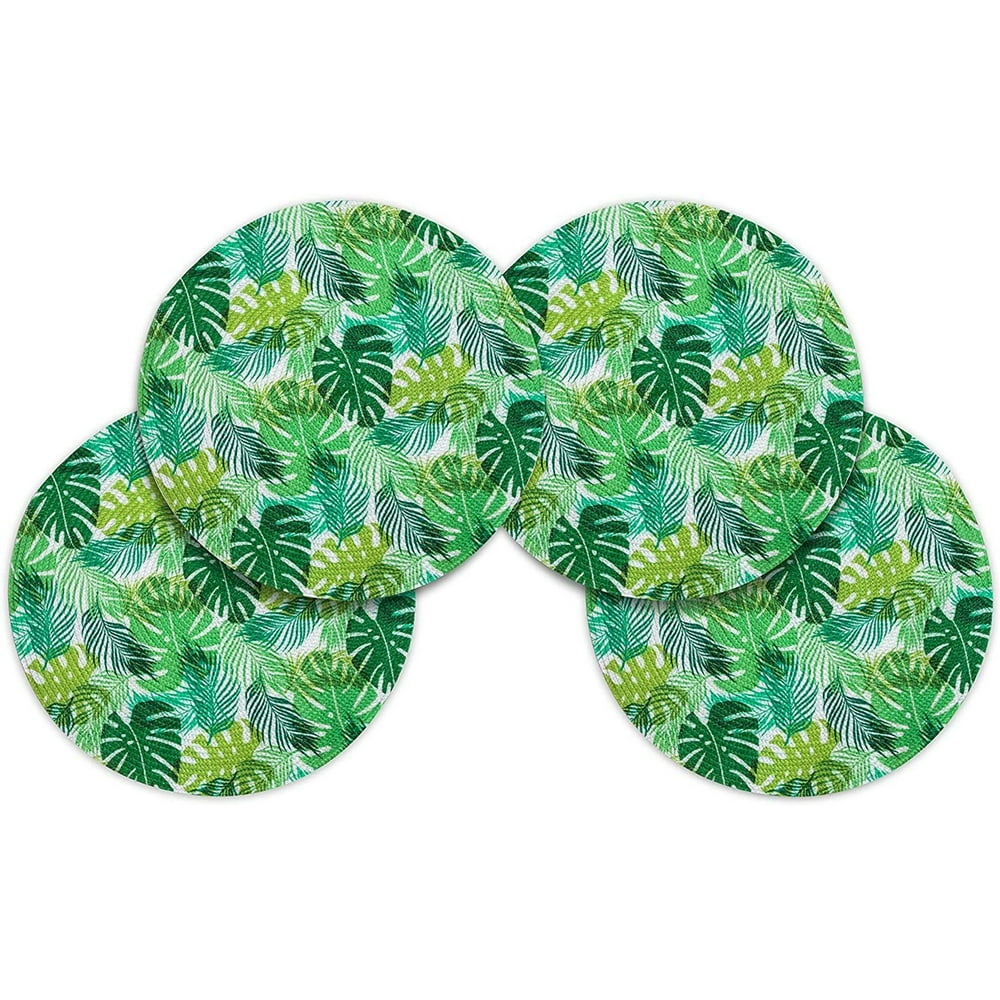 Round Green Woven Palm Leaf Table Placemat Set of 4 Dining Table Mat