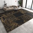 thumbnail image 3 of Golden Plant Palm Leaves Area Rugs, Hand Drawn 3D Tropical Rainforest Apartment Carpet, Living Room Rugs Durable Enough Soft Texture Apply To Entrance Door Foyer 5x6ft, 3 of 6