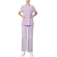 thumbnail image 2 of QATAINLAV Scrubs for Women Set 2024 Fall Outfits Stretch V Neck Short Sleeve Scrub Top and Jogger Pant with Pockets 2 Piece Sets Medical Uniform Purple XL Lightning Sales Today, 2 of 5