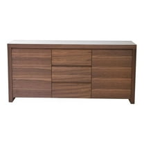 Pemberly Row Modern High Gloss Lacquer Wood Buffet in Walnut