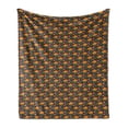 thumbnail image 1 of Floral Soft Flannel Fleece Blanket, Flowers Pattern with Leaves and Stems Flourishing Tangerine Violet Tones, Cozy Plush for Indoor and Outdoor Use, 50" x 70", Mustard and Multicolor, by Ambesonne, 1 of 5