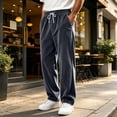 thumbnail image 5 of Hearthz Corduroy Wide Leg Men Pant Workout Running Men's Quick Dry Work Pants Elastic Waist Drawstring Mens Jogger Pants with Pockets Dark Gray M, 5 of 6
