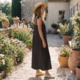 thumbnail image 4 of DARING DIVA Women's Maxi Tent Dress with Asymmetric Neck Balloon Sleeves S Black, 4 of 5