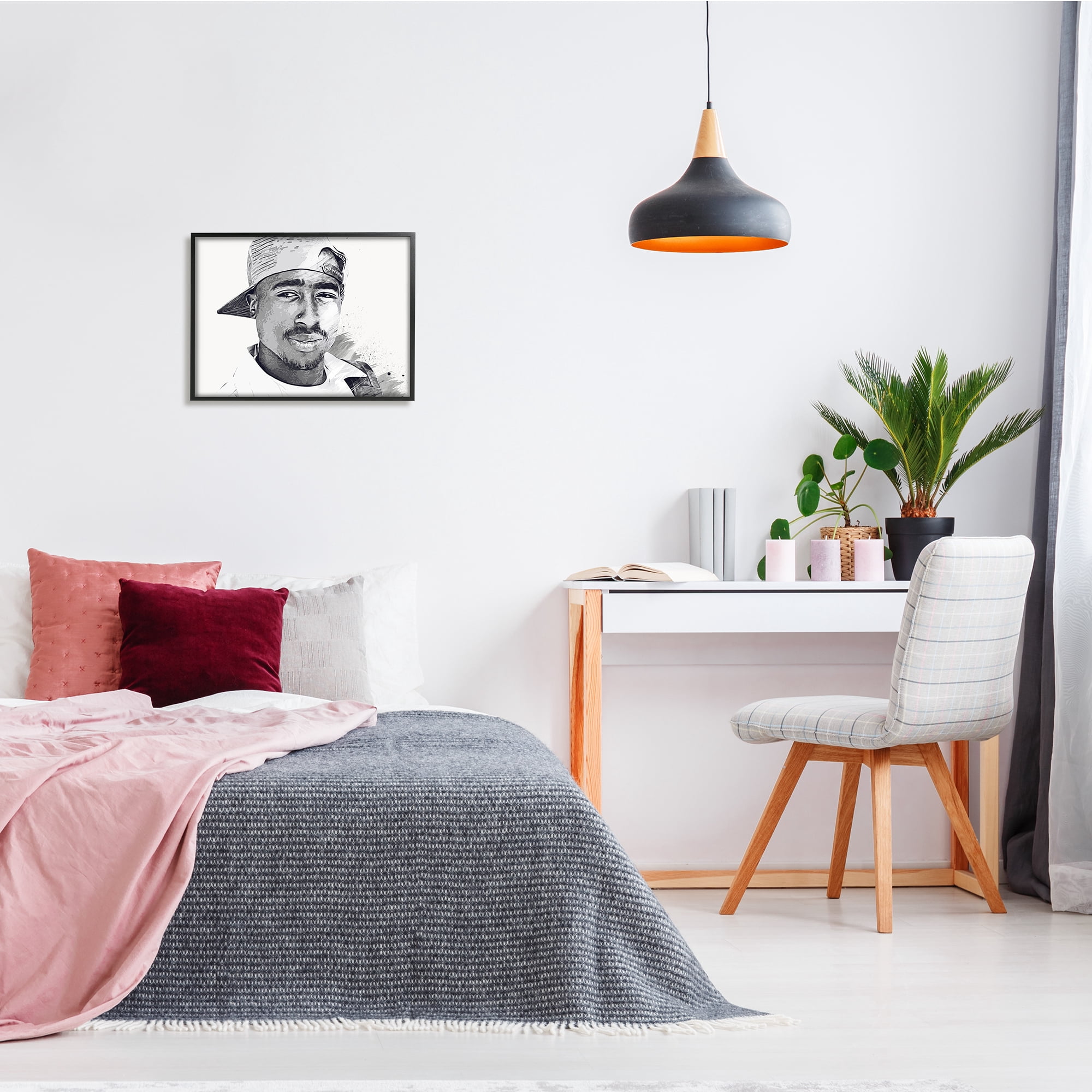 Stupell Industries Modern Tupac Portrait Abstract Pattern Famous Figure, 20 x 16, Design by Birch&Ink