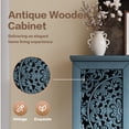 thumbnail image 4 of HIUU 55 inch Tall Storage Cabinet,Antique Blue Carved Storage Cabinet with 2 Doors and Drawer,Freestanding Kitchen Pantry Cabinets with Solid Wood Legs for Living Room, Hallway, Dining Room, 4 of 9