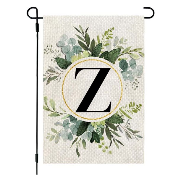 Letter A-Z Floral Garden Flag 12x18 Inch Double Sided Outside, Family Last Name Initial Yard Outdoor Decoration 1 Pcs