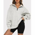 thumbnail image 4 of Sudadera con media cremallera, sudadera holgada con media cremallera y canalé para mujer Sudadera con media cremallera Rendimiento potente, 4 of 6