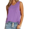 thumbnail image 1 of Women Solid Color Pocket Front Round Neckline Sleeveless Tank Top, 1 of 2