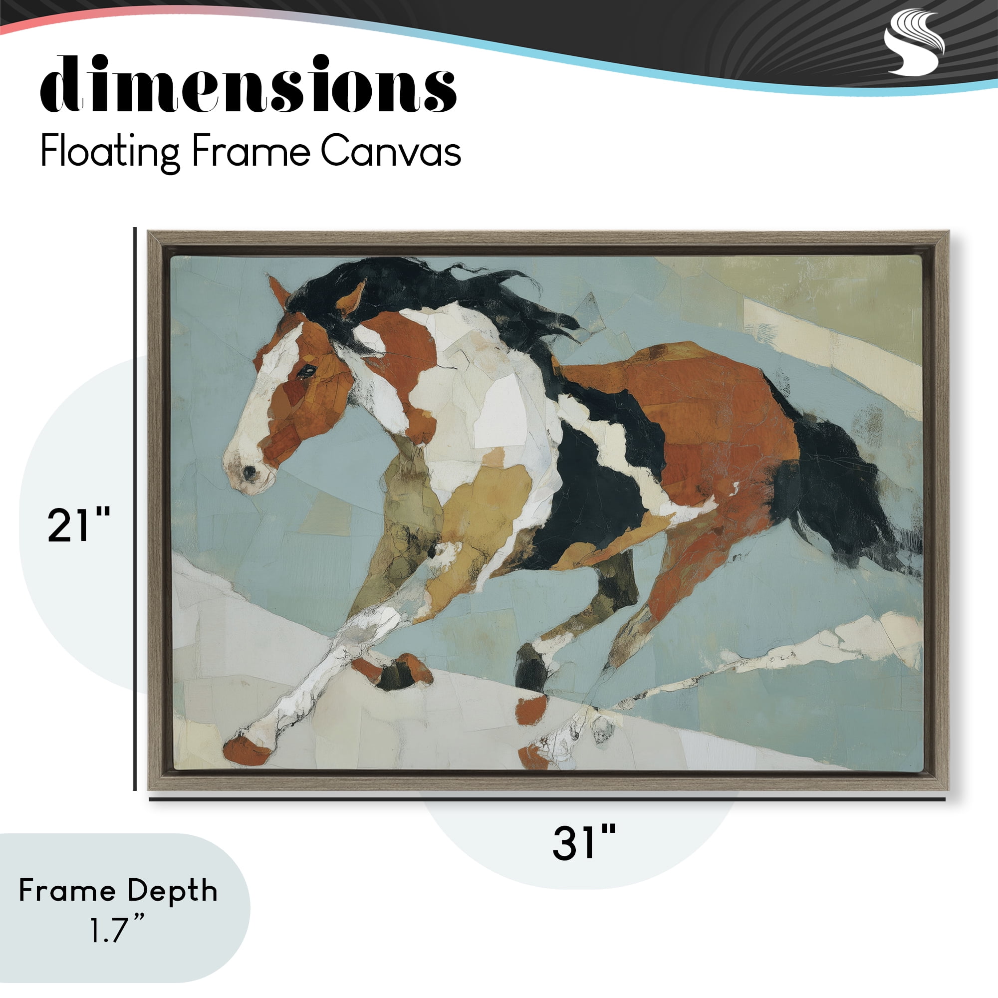 Stupell Industries Paint Horse in Motion Brown Framed Floater Canvas Wall Art, design by Chromatic Storm Studio