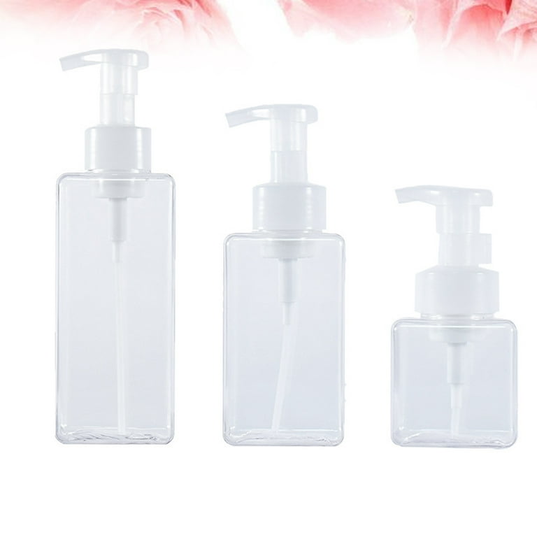 NUOLUX 3pcs Square Lotion Bottle Shampoo Shower Gel Dispenser Bottles  Shampoo Container Storage (250ml+450ml+650ml Transparent) 