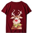 thumbnail image 2 of Mujeres Hombres O-cuello de manga corta Feliz Navidad Imprimir Familia Tops Camiseta Blusa Pompotops hfajkhk124293, 2 of 3