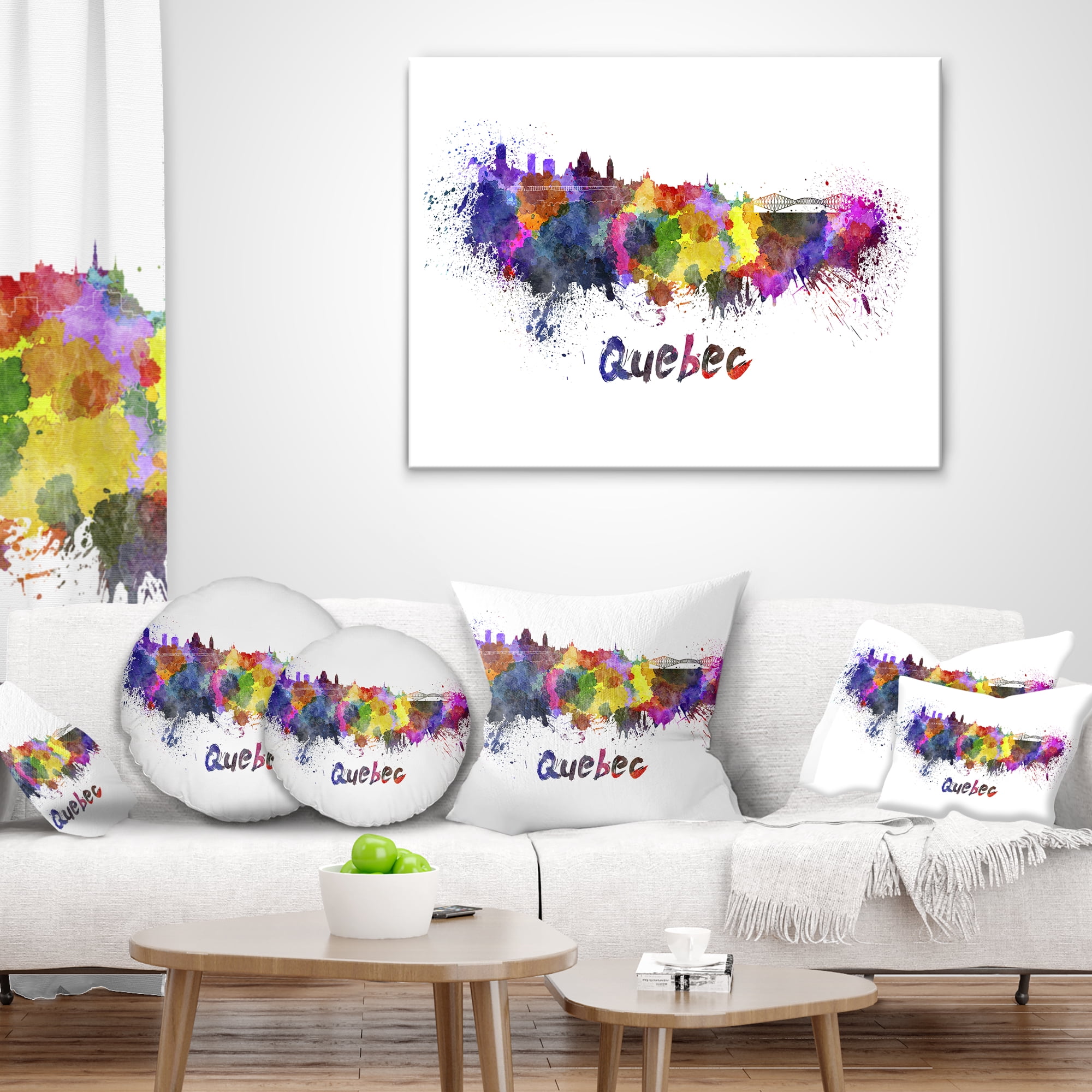 Designart Quebec Skyline - Cityscape Throw Pillow - 16x16