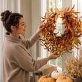 thumbnail image 7 of AYktou Artificial Fall Wreath for Front Door, 16 Inch Autumn Wreath for Home Decor, Orange Oak Leaves with Linen Bow, Thanksgiving Wreath for Farmhouse Indoor Outdoor Window Wall Door Decor, 7 of 7