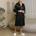 thumbnail image 5 of Bata tipo kimono de satén para hombre, bata de baño larga, pijama ligero de seda para dormir, con cinturón, tallas S a XXL, 5 of 5