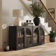 thumbnail image 5 of BELLEZE Set of 2 Modern Sideboard Buffet Cabinets (63" Wide) - Large Kitchen Credenza with 4 Arched Glass Doors - Seamless Storage Console Table for Dining Room, Living Room & TV Stand - Ebony, 5 of 7