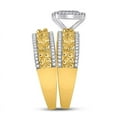 thumbnail image 2 of Solid 10K Yellow Gold His and Hers Trio Three Rings Set Real Natural Diamond Cluster Matching Rings Wedding Band Set 5/8 Carat ( .60 Cttw ) - (L = 8.5, M = 10.5), 2 of 6