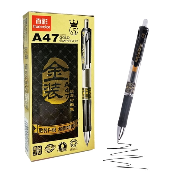 Truecolor Retractable Gel Pens, 0.5mm Black Ink, 12 Count