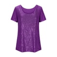 thumbnail image 3 of WOYY Girls Glitter Sequin Party T-Shirt Short Sleeve Round Neck Blouse, Sizes 10-11, 3 of 4