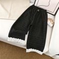 thumbnail image 4 of Edvintorg Winter Kids Clothes Girls Pants Fashion Plaid Elastic Wasit Lace Wide Leg Baggy Pants School Casual Trousers 1-14 Years, 4 of 7