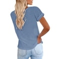 thumbnail image 2 of Summer Short Sleeve Women Solid Color Crew Neck Casual T-Shirt, 2 of 3