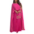 thumbnail image 4 of XIAOCHA Summer Flowy Maxi Dress for Women Solid Cape Sleeve Loose Formal Long Dresses, 4 of 4
