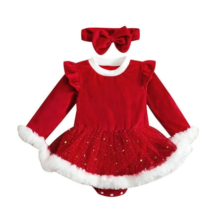 

CPNG Toddler Baby Girl Ruffle Tutu Dress Cute Party Princess Sundress Toddler Christmas Baby Clothes Baby Girls Cotton Spring and Autumn Cell Dresses 18-24 Months