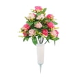 thumbnail image 2 of Rirozkan Artificial Flowers, Bucket Memorial Grave Arrangement, Red Rose Silk Bouquet, Fake Floral Spray for Headstone, All Saints Day, Holiday Decor, 2 of 6