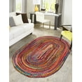 thumbnail image 1 of Indian Handmade Braided Multi Cotton Rectangular Area Rug, Home Décor Rug, Multi Cotton Rug, Multi Cotton Rug for Bedroom, Dining Room, living room, Doormat Rug Size - 2' x 3' Oval (60 cm x 90 cm), 1 of 5