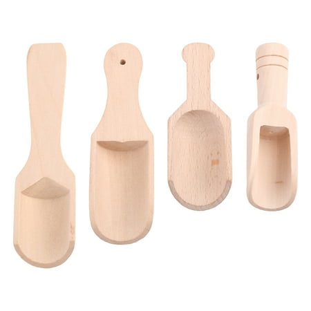 

4Pcs Wooden Scoop Mini Bath Salt Spoon for Flour Candy Spices Sugar Coffee Beans