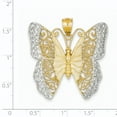 thumbnail image 2 of 14K Rhodium Plated Yellow Gold & Rhodium Solid Polished Diamond Cut Filigree Butterfly Pendant, 2 of 2