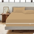 thumbnail image 3 of 4 Piece Zipper Sheet Set Includes (1 Zipper Fitted Sheet, 1 Flat Sheet And 2 Zipper PillowCase) with 15 Inch Deep Pocket 800 TC 100% Egyptian Cotton Solid Taupe Color King Size, 3 of 7