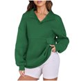 thumbnail image 1 of WEAIXIMIUNG Sweat à Capuche Zippé pour Femmes Léger Pull Uni Col en V Sans Capuche Manches Longues, 1 of 5