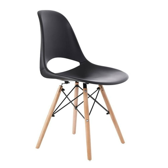 YYEAN Simple Dining Chairs Set of 4 with Beech Leg Enhance Armless Lounge Chair, Type-Dining Chair, Department-Adults, Material-wood, metal, plastic, Black